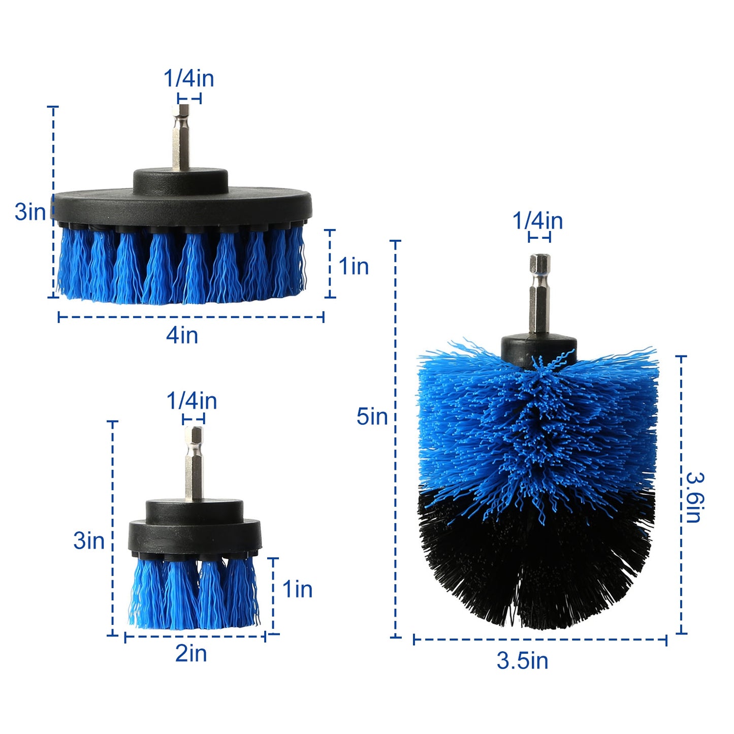 3Pcs Per Set Drill Brush Power Scrubber Cleaning Brush For Car Carpet Wall Tile Tub Cleaner Combo Brush Only