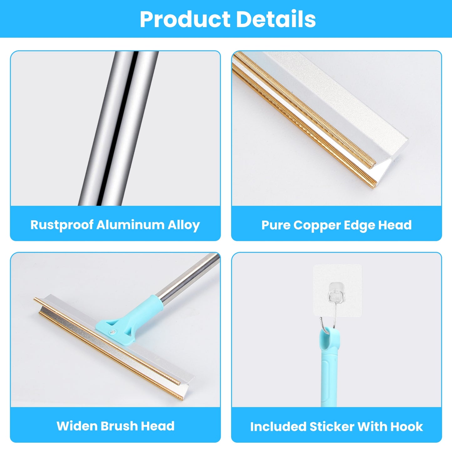 Pet Hair Removal Rake With 54.33in Adjustable Telescopic Rod